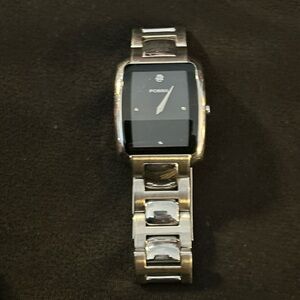 Men Fossil Arkitekt Watch Fs4043 Silver Case Steel Band Black Face Diamond Accen